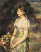Pierre Renoir Young Girl with Flowers oil painting on canvas